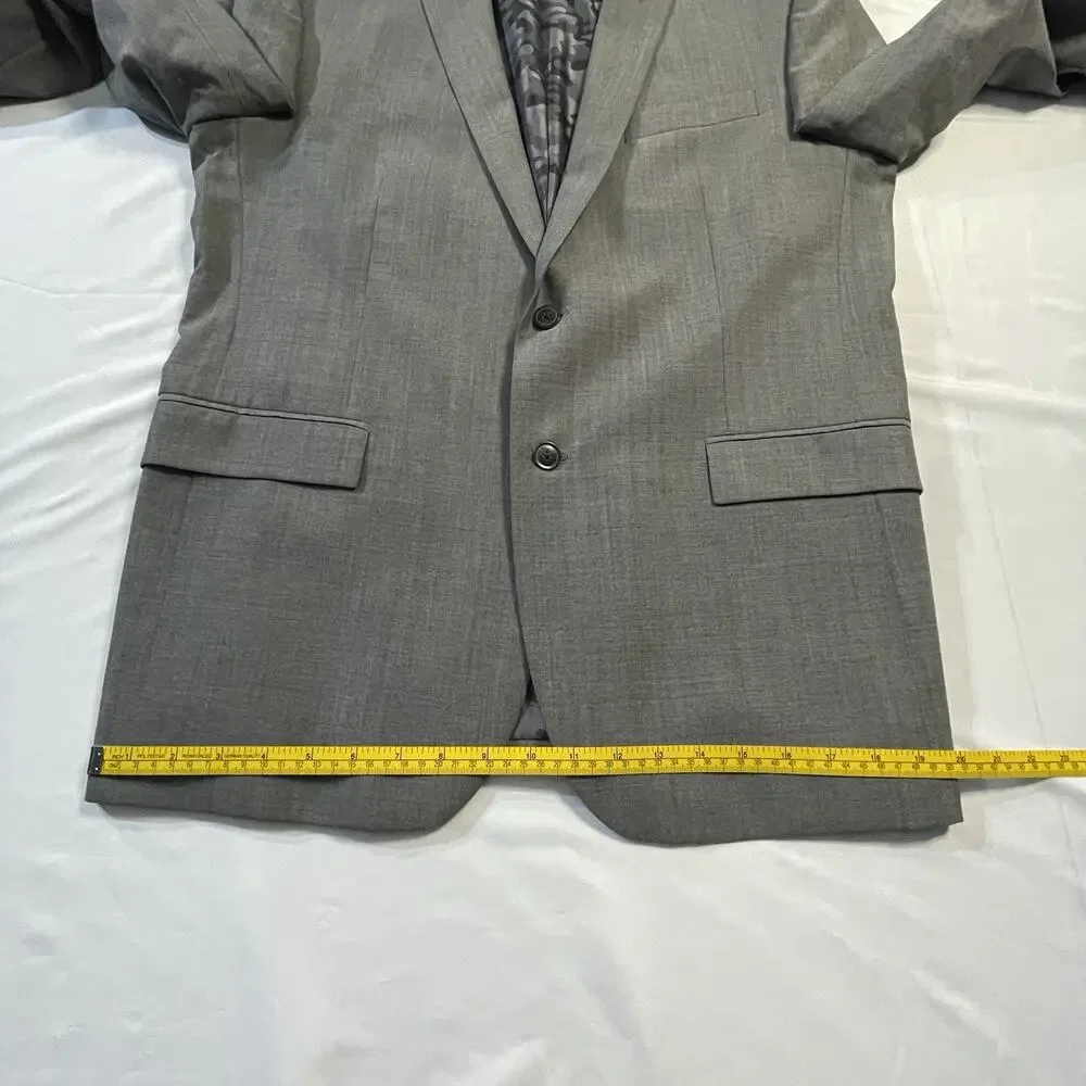 Joe Joseph Abboud Slim Fit 44R Gray Sharkskin Super 120s Wool Suit Jacket Camo